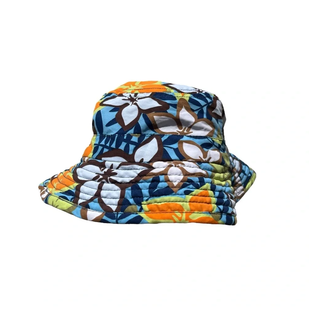 One Step Ahead Kid’s Medium Navy Blue, Tropical Flowers UV Protection Bucket Hat